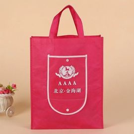 China Light Red Reusable Shopping Bags That Fold Into Themselves Customized Logo supplier