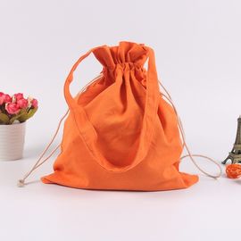 China Yellow Printed Cotton Canvas Drawstring Bag Wash In Cold Water Light Weight supplier