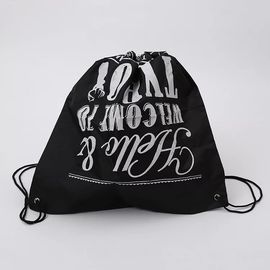 China Logo Printed Drawstring Gift Bags / Travel Black Cotton Drawstring Bags supplier