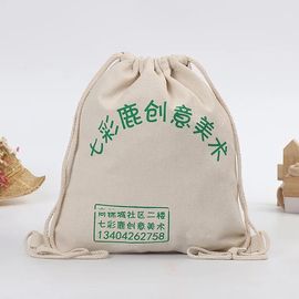 China Beautiful Drawstring Canvas Duffle Bag , Recycled Small Cloth Drawstring Bags supplier