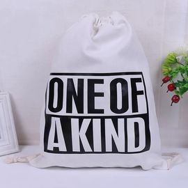 China Recycled Cotton Blank Drawstring Bags / Promotion Canvas Drawstring Tote supplier