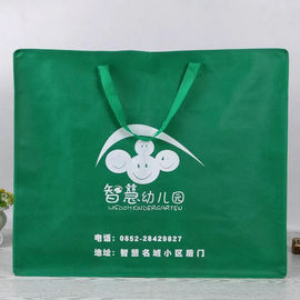 China Deep Green Travel Non Woven Fabric Bags With Laminated Full Color Printing supplier