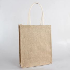 China Brown Recycled Eco Friendly Jute Bags , Small Jute Hessian Shopping Bags supplier
