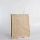 China Brown Recycled Eco Friendly Jute Bags , Small Jute Hessian Shopping Bags company
