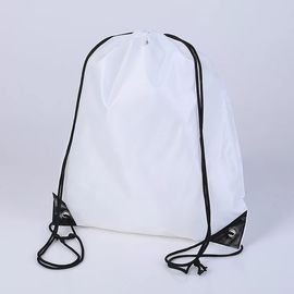 Trainning White Drawstring Backpack , Waterproof Large Drawstring Sports Bag