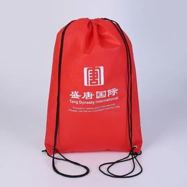 China Offset Printing Red Sports Drawstring Backpacks With Cotton Canvas Material factory