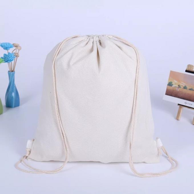 Eco Friendly Cotton Canvas Drawstring Bag With Heat Transfer Printing
