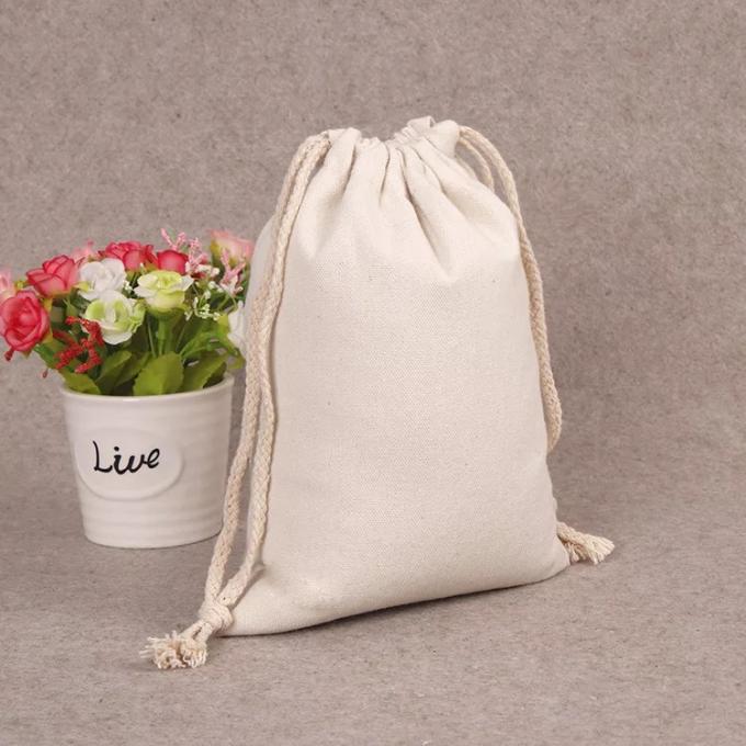 Fashionable Large Canvas Drawstring Bags , Handmade White Canvas Drawstring Bags