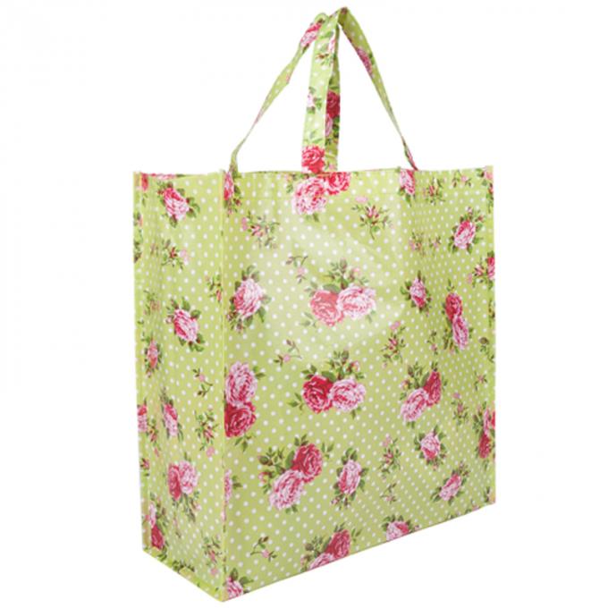 Handled Reusable Woven Shopping Bags / Heat Transfer Woven Cotton Tote Bag