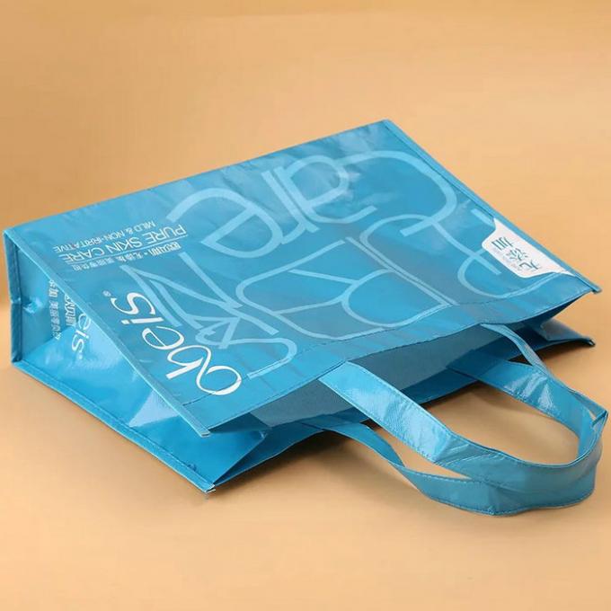 Foldable Blue Non Woven Gift Bags , Laminated Non Woven Reusable Bags
