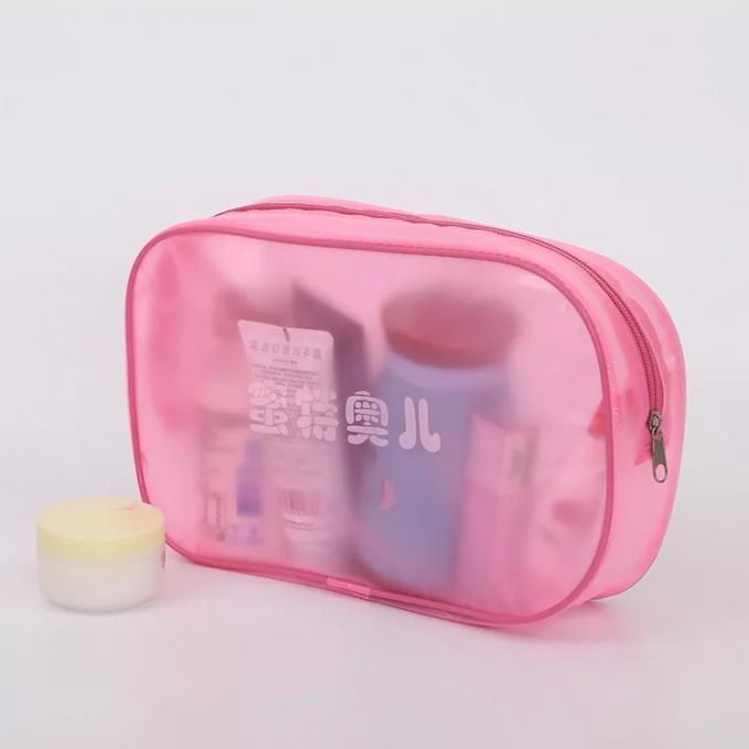 Pink Makeup PVC Plastic Bag With Magic Tape And String Craft Sewing Surface