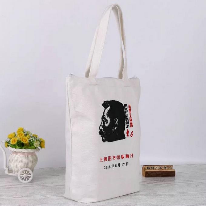 Natural Foldable Cotton Canvas Tote Bags For Library Souvenir Packing