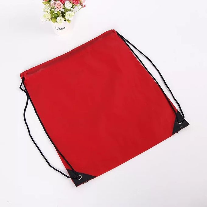 Offset Printing Red Sports Drawstring Backpacks With Cotton Canvas Material